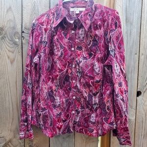 Tommy Hilfiger Paisley Button Down Shirt Women's Size XL EUC